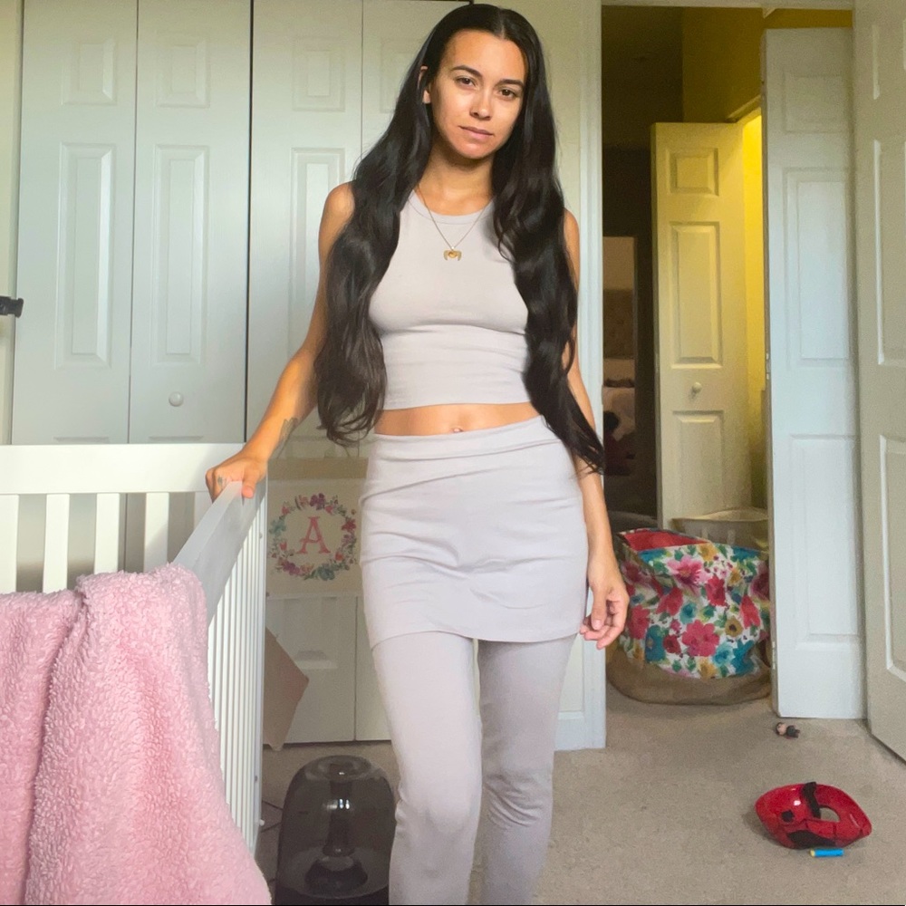 Organic cotton matching set leggings + crow neck top